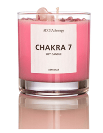 Chakra 7 Soy Candle with Strawberry Quartz Gemstones