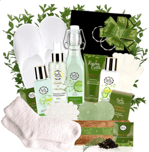 Panier cadeau corps et visage – concombre, thé vert et arnica