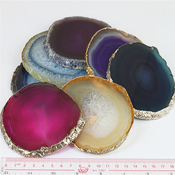 geode coasters with gold sides