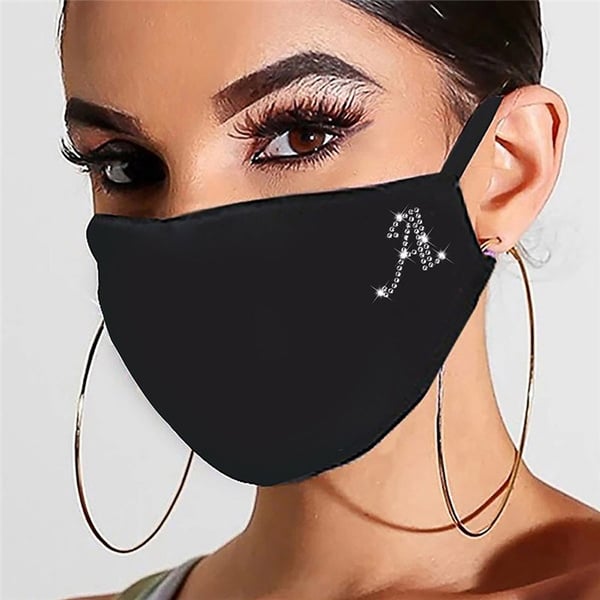 letter rhinestone face mask 