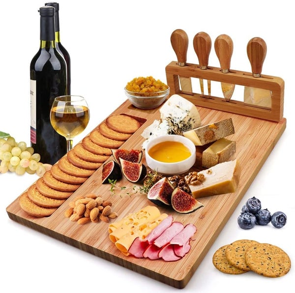 wooden charcuterie board and accessories
