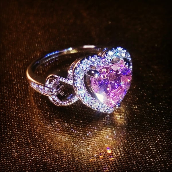 pink heart shaped diamond ring