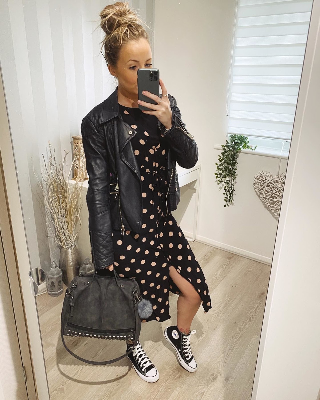 leather-jacket-polka-dot-dress