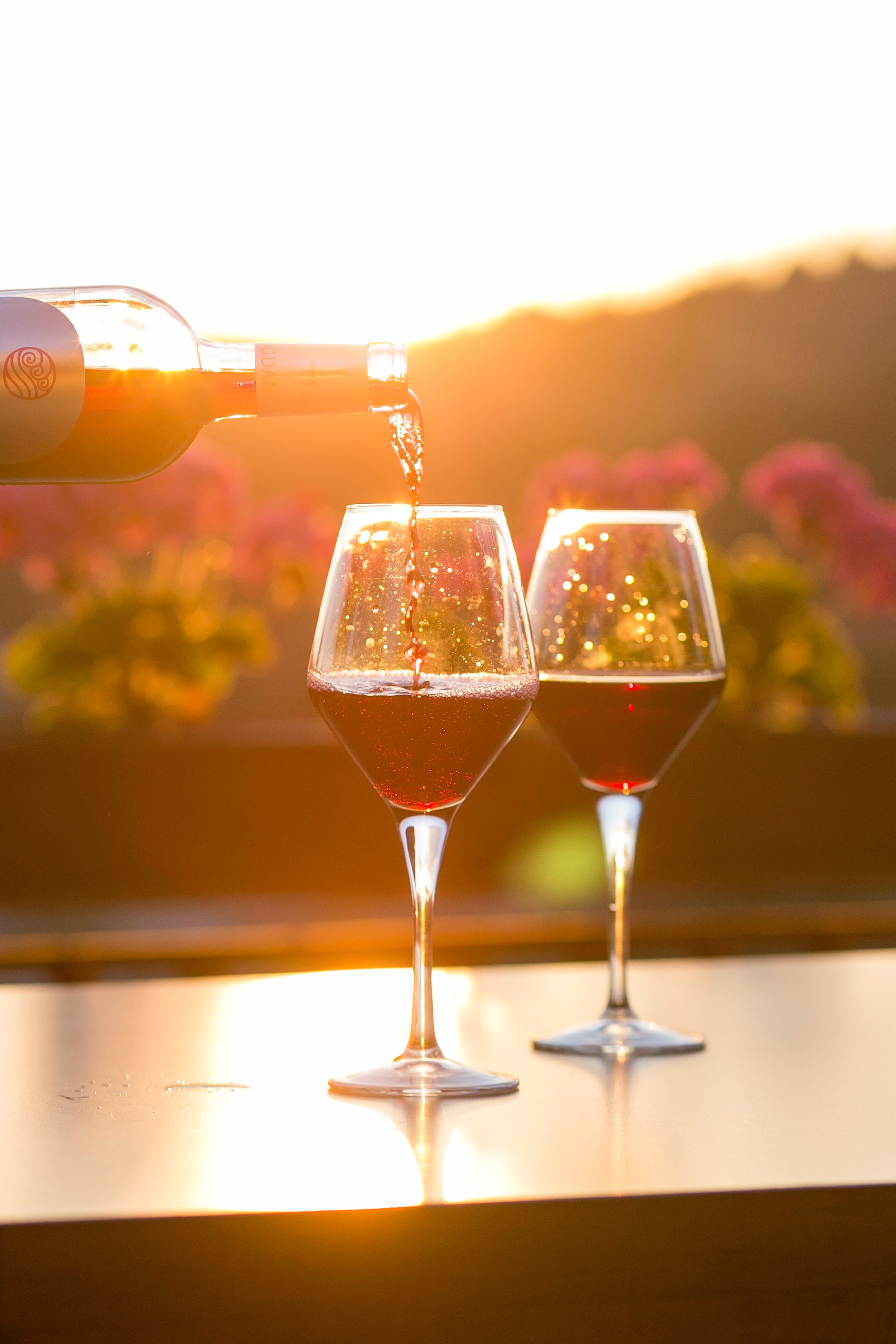 pouring wine into a glass